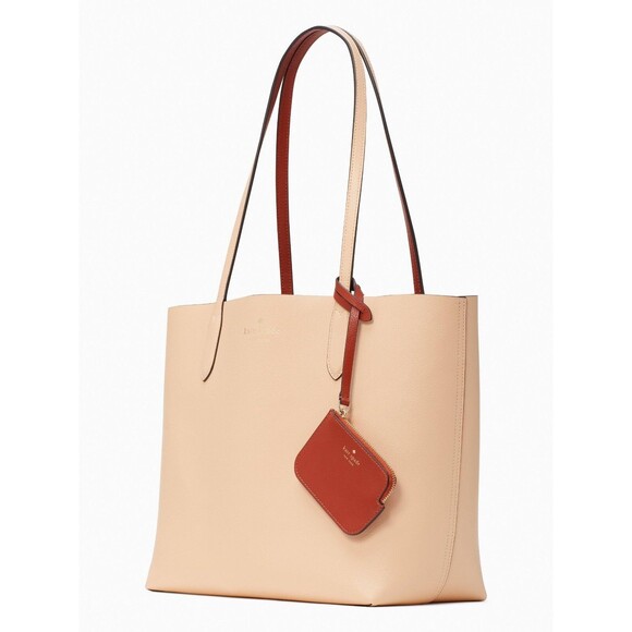 New Kate Spade Ava Reversible Tote with Pouch Double Faced Leather Crisp Peach - Picture 4 of 5